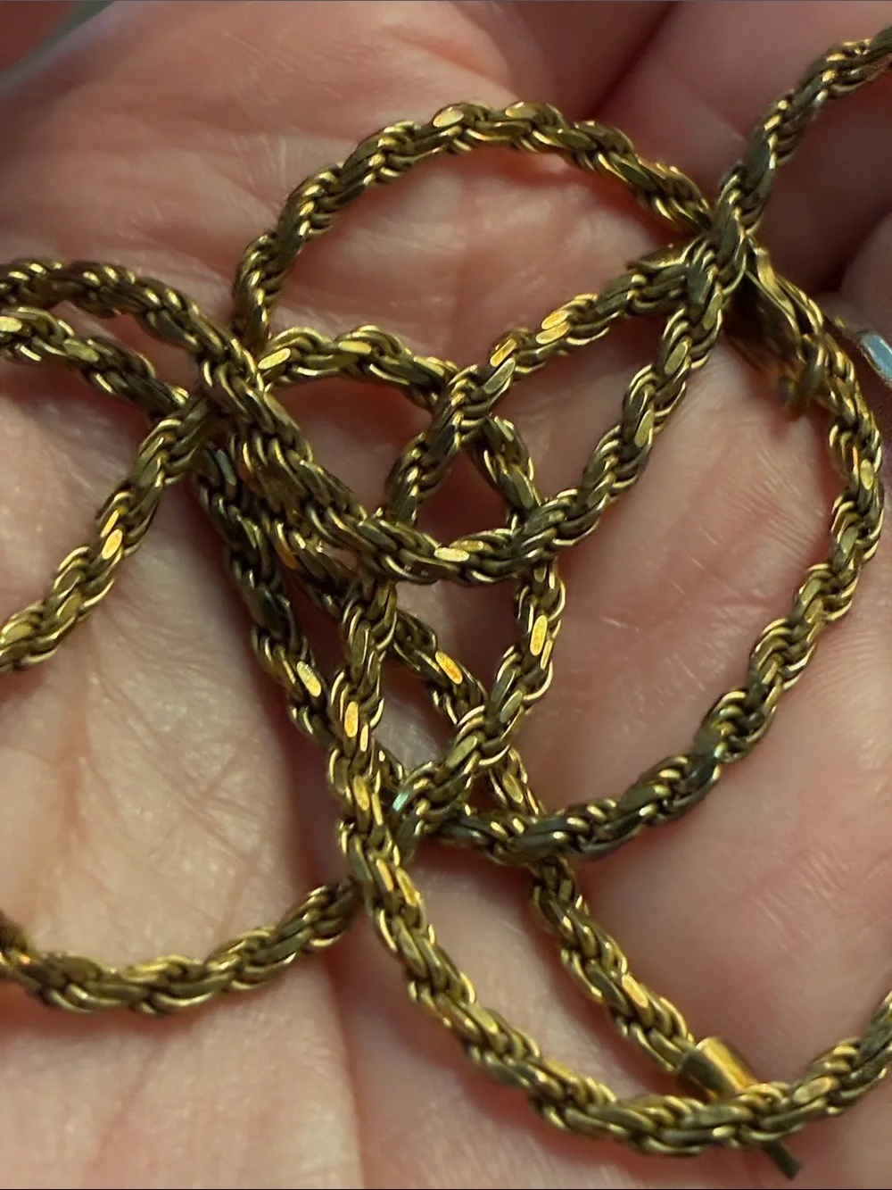 Jaxxon Men’s Chain Rope Necklace 925 Italy Gold Plated 22” * Broken Clasp